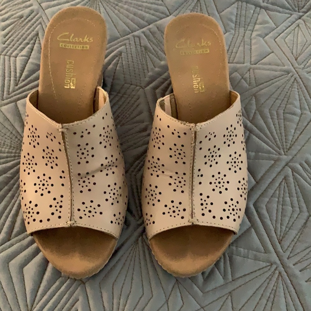 Clarks Helio Corridor Perforated Leather Wedge
